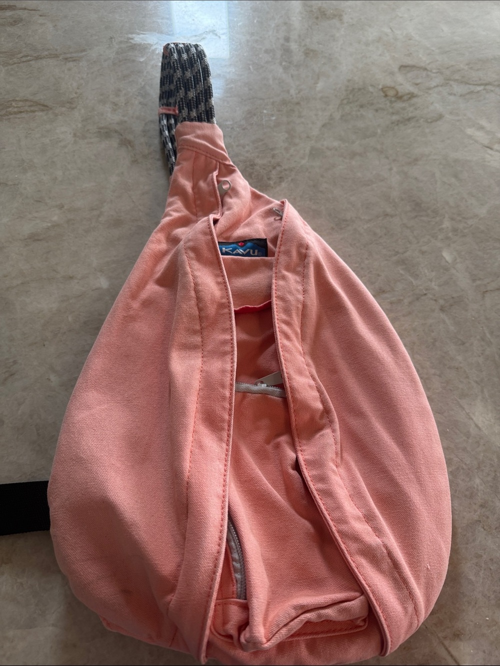 Kavu Coral Pink Rope Sling Bag